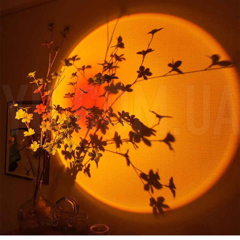 Проекционная LED лампа для селфи эффект солнца (16 см) RGB Sunset Lamp PC атмосферный светильник-ночник